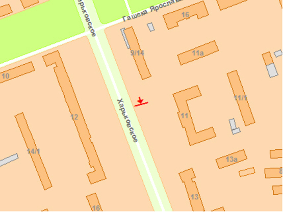 Схема рекламної площини за адресою Харьковское шоссе 11