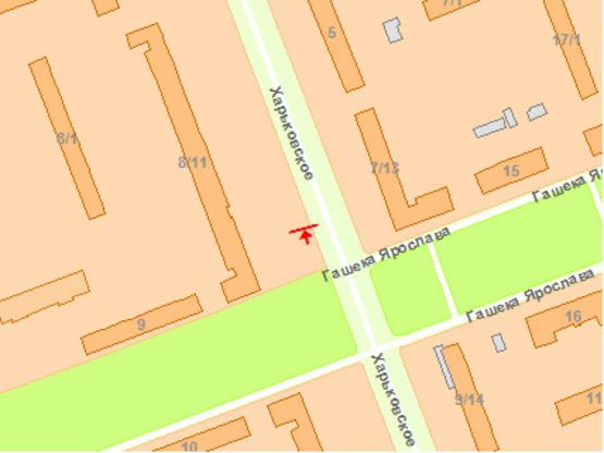 Схема рекламної площини за адресою Харьковское шоссе 8-11