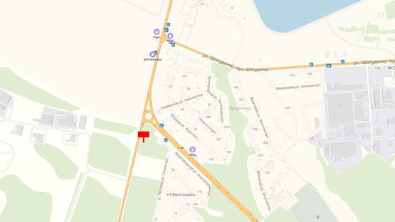 Схема рекламної площини за адресою Трасса Р-02 "Киев-Овруч", 350 м. до поворота в г. Вышгород из г. Киева (пл. Шевченко), справа