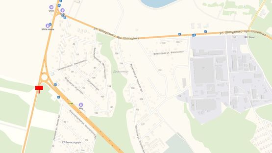 Схема рекламної площини за адресою Трасса Р-02, 450 м. до поворота в Вышгород из Киева (пл. Шевченко)