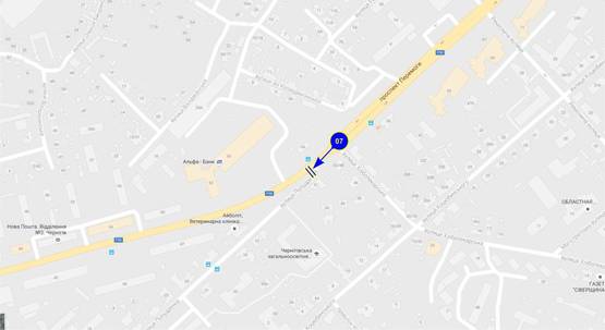 Схема рекламної площини за адресою просп. Победы х ул. Попудренко (верх)