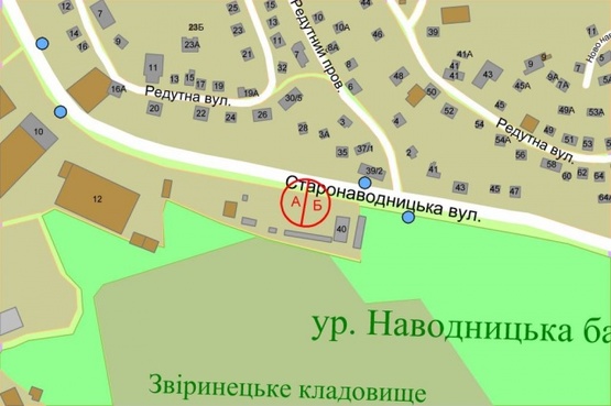 Схема рекламної площини за адресою Старонаводницкая / пер.Редутный