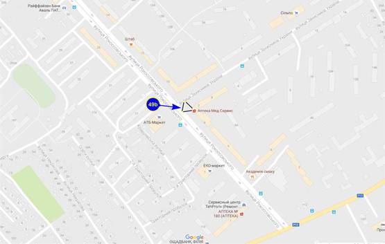 Схема рекламної площини за адресою ул. Рокоссовского х ул. Одинцова (сторона B) Схема рекламної площини за адресою ул. Рокоссовского х ул. Одинцова (сторона B)