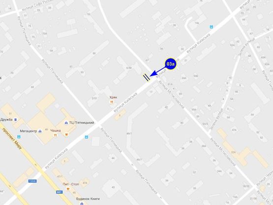 Схема рекламной плоскости по адресу ул. Киевская х ул. Мстиславская (сторона A)