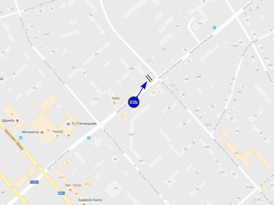 Схема рекламной плоскости по адресу ул. Киевская х ул. Мстиславская (сторона B)