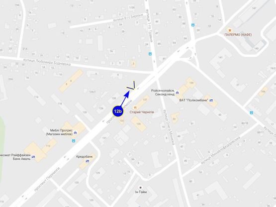 Схема рекламной плоскости по адресу проспект Победы 126 напротив "старого чернигова" (сторона Б)