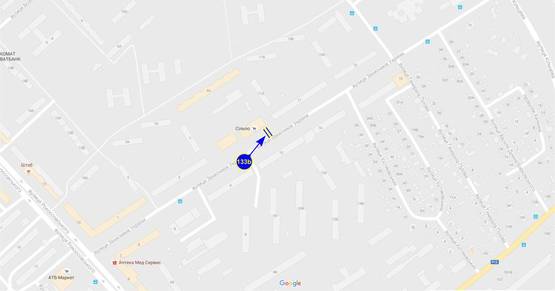 Схема рекламної площини за адресою ул. Одинцова 9 (сторона Б)