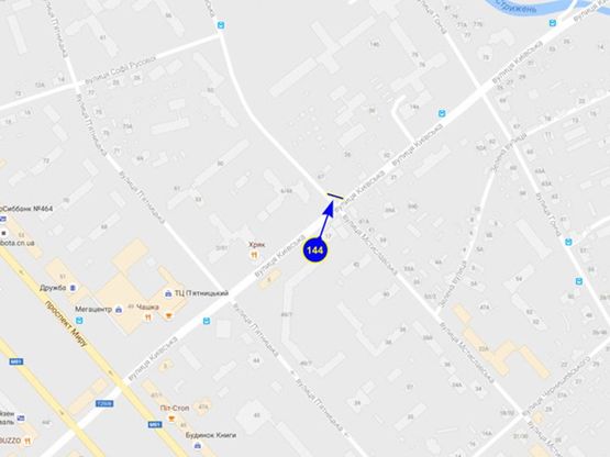 Схема рекламной плоскости по адресу ул. Киевская 14а