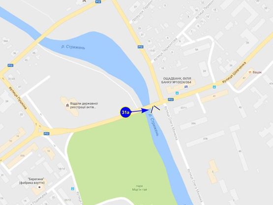 Схема рекламной плоскости по адресу ул. Шевченко, 37 (красный мост) (сторона А)