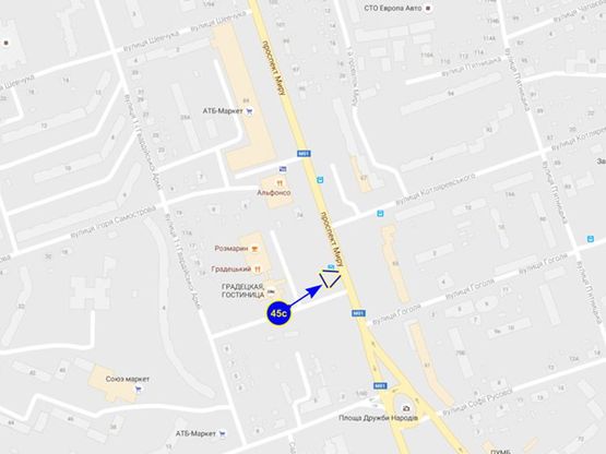 Схема рекламної площини за адресою просп. Мира, 68 (отель Градецкий) (сторона C) Схема рекламної площини за адресою просп. Мира, 68 (отель Градецкий) (сторона C)