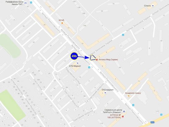 Схема рекламной плоскости по адресу ул. Рокоссовского х ул. Одинцова (сторона B) Схема рекламной плоскости по адресу ул. Рокоссовского х ул. Одинцова (сторона B)