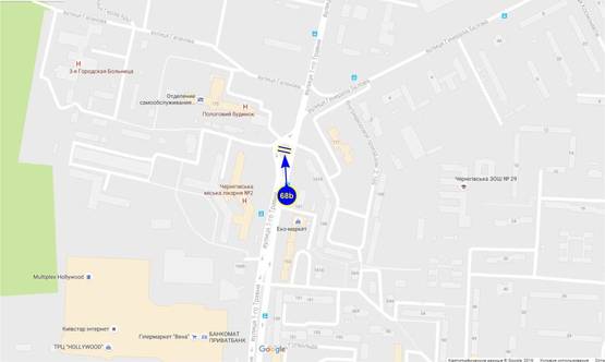 Схема рекламної площини за адресою ул. 1 Мая 167 (сторона B)