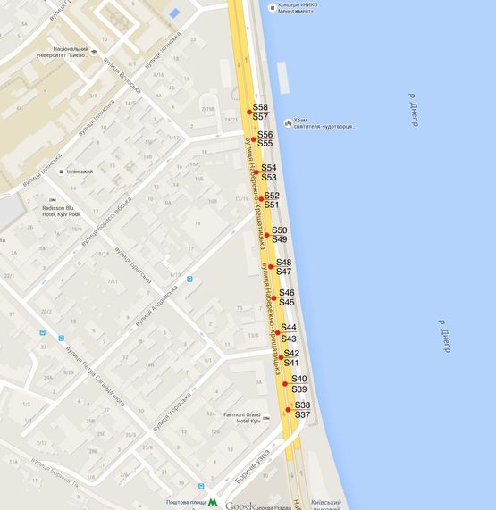 Схема рекламной плоскости по адресу Подольский р-н, ул.Набережно-Крещатицкая, разделитель напротив д.1 (в сторону метро Почтовая площадь) Схема рекламной плоскости по адресу Подольский р-н, ул.Набережно-Крещатицкая, разделитель напротив д.1 (в сторону метро Почтовая площадь)