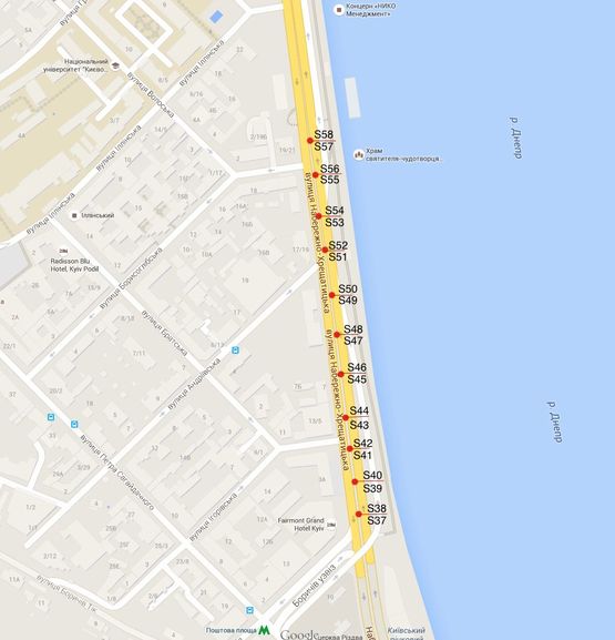 Схема рекламной плоскости по адресу Подольский р-н, ул.Набережно-Крещатицкая, разделитель напротив д.13(в сторону метро Почтовая площадь) Схема рекламной плоскости по адресу Подольский р-н, ул.Набережно-Крещатицкая, разделитель напротив д.13(в сторону метро Почтовая площадь)