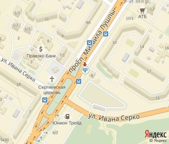 Схема рекламной плоскости по адресу Лушпы пр., (350 м. до ТРЦ "Lavina")