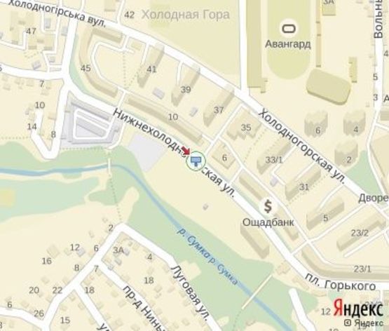 Схема рекламной плоскости по адресу Нижнехолодногорская ул., 10 (150м."Ощадбанк")