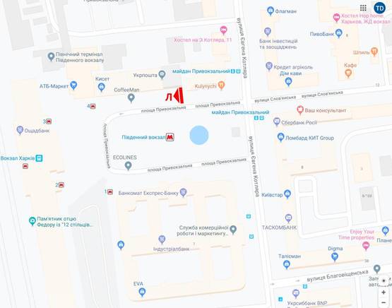 Схема рекламной плоскости по адресу пл. Привокзальная, 2, возле Укрпочты Схема рекламной плоскости по адресу пл. Привокзальная, 2, возле Укрпочты