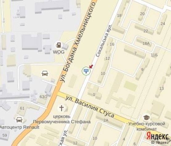 Схема рекламной плоскости по адресу Сокальская ул., (напротив мебельного магазина)