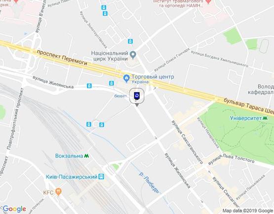 Схема рекламної площини за адресою Жилянська Вул./Старовокзальная("Міда")