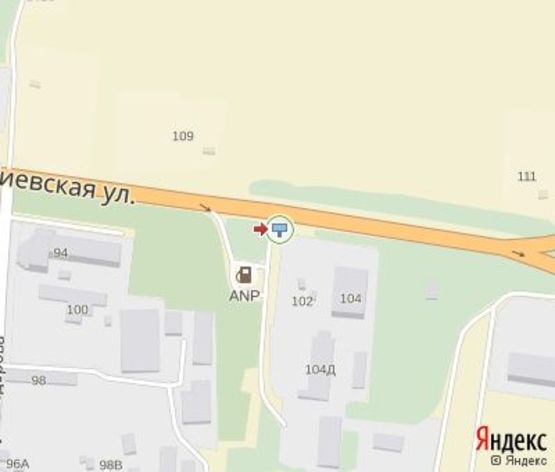 Схема рекламної площини за адресою Киевская ул., 93 (выезд из города) (напротив АЗС "ANP") Схема рекламної площини за адресою Киевская ул., 93 (выезд из города) (напротив АЗС "ANP")