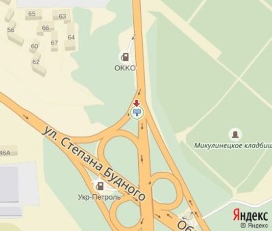 Схема рекламной плоскости по адресу Микулинецкая ул. - Будного С. ул.