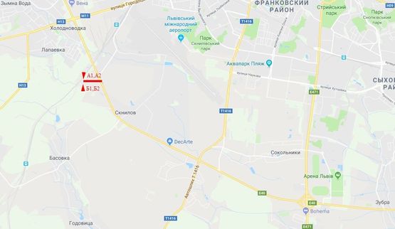 Схема рекламной плоскости по адресу М-10 Западный обход, возле Автохата в сторону ТЦ "King Cross" , верхний