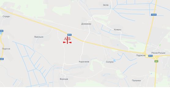 Схема рекламної площини за адресою Автодорога Львов-Краковец, въезд во Львов, левый