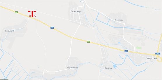 Схема рекламної площини за адресою Автодорога Львов-Краковец, въезд во Львов, правый