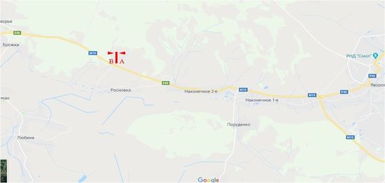 Схема рекламной плоскости по адресу Автодорога Львов-Краковец, в направлении Краковца