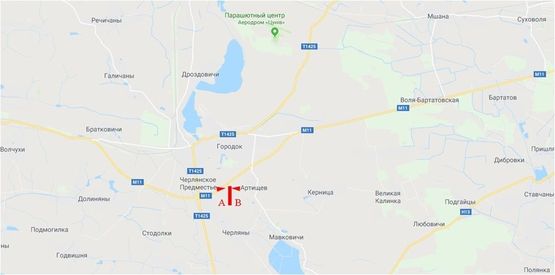 Схема рекламной плоскости по адресу Автодорога Довжанка-Черляни, (Городок) слева