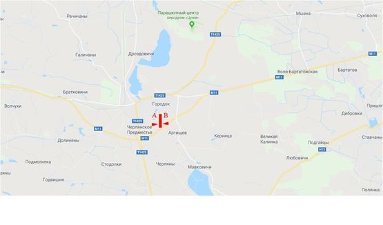 Схема рекламної площини за адресою Автодорога Довжанка-Черляни, (Городок) справа Схема рекламної площини за адресою Автодорога Довжанка-Черляни, (Городок) справа