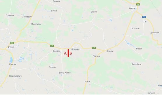 Схема рекламної площини за адресою Трасса Киев - Чоп, въезд в смт Олеско