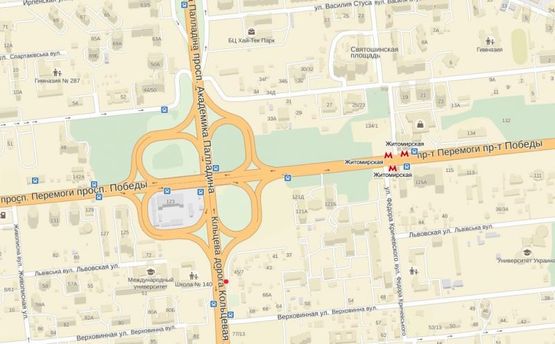 Схема рекламної площини за адресою Большая Кольцевая дорога,/ ул. Львовская, 45/7 в сторону Петропавловской Борщаговки