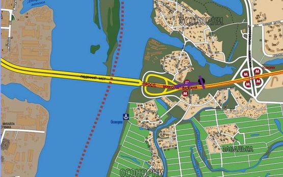 Схема рекламної площини за адресою пр.Бажана/Южный мост (птица)