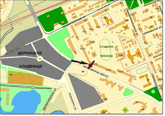 Схема рекламної площини за адресою Харьковское шоссе,21/1 направление Харьковской пл.