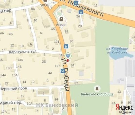 Схема рекламної площини за адресою Победы пр., 84  (Статуправление, 100 м до Приват Банк )