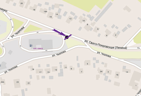 Схема рекламной плоскости по адресу Гостомельское шоссе, 23км+700м,  АЗС "ОККО", выезд из Ирпеня, направление в Киев