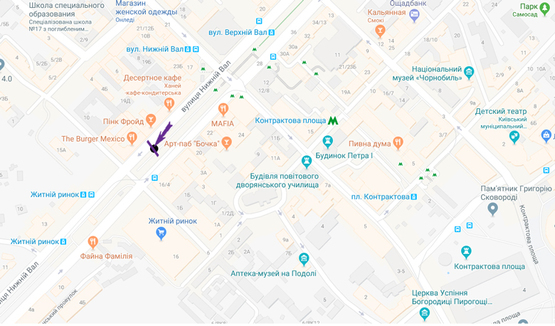 Схема рекламної площини за адресою Нижний Вал,19/21