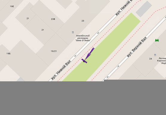 Схема рекламної площини за адресою Нижний Вал,19/21