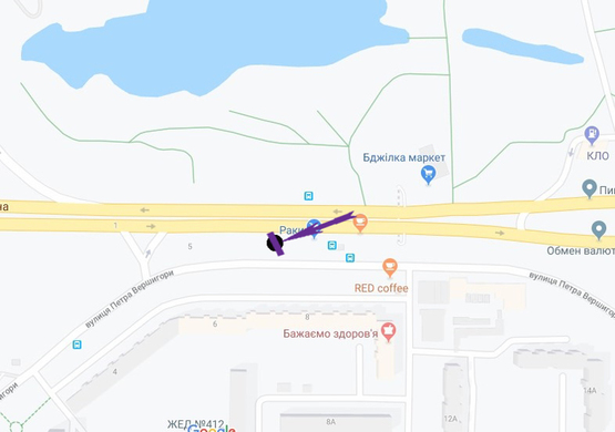 Схема рекламної площини за адресою пр. Ватутіна, 8  біля повороту до "Фуршету"