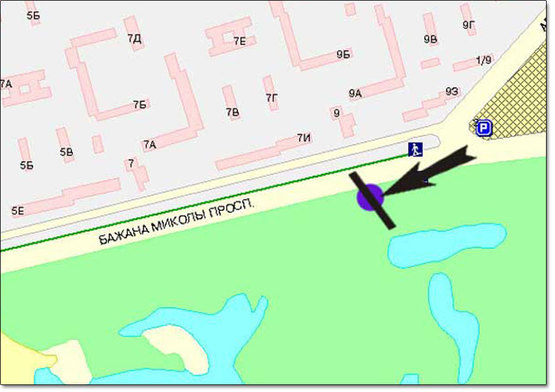 Схема рекламной плоскости по адресу пр. Бажана, ст.м. Вирлиця  в’їзд у місто