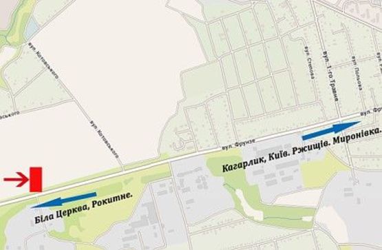 Схема рекламной плоскости по адресу въезд в Кагарлык со стороны Ракитное, Узина, Белой Церкви, (у поворота на массив Новостройки и на ко Схема рекламной плоскости по адресу въезд в Кагарлык со стороны Ракитное, Узина, Белой Церкви, (у поворота на массив Новостройки и на ко