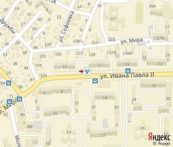 Схема рекламной плоскости по адресу Иоанна Павла ІІ ул. Напротив пекарни "Царь хлеб".500 м  к "Фокстрот" и ТЦ "Арсен"