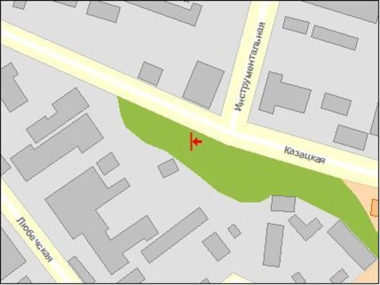 Схема рекламной плоскости по адресу Казацкая ул. На пересечении с ул. Инструментальная Схема рекламной плоскости по адресу Казацкая ул. На пересечении с ул. Инструментальная
