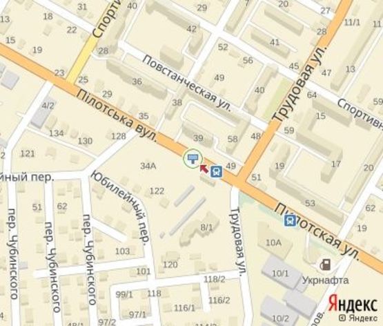 Схема рекламной плоскости по адресу Пилотская ул.,Котеджный городок (р-н "Костела" )в центр