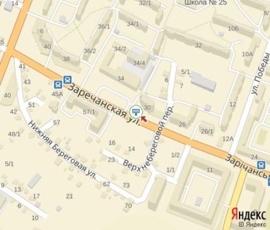 Схема рекламной плоскости по адресу Заричанская ул., 30 (напротив ТЦ"Наші Меблі" и Мед.центр "Призма",к отделению "Приватбанк")