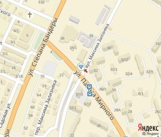 Схема рекламной плоскости по адресу Бандери С. вул., поворот на Лисенка вул.