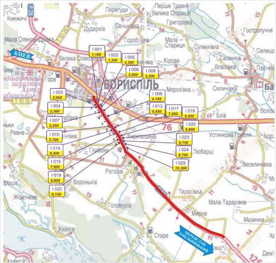 Схема рекламной плоскости по адресу трасса Борисполь-Днепропетровск_км 3+250_правый