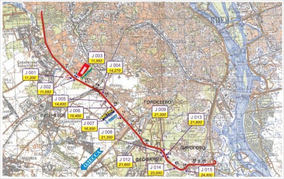 Схема рекламной плоскости по адресу трасса Киевское полукольцо (Окружная) км 23+000_правый // в Киев