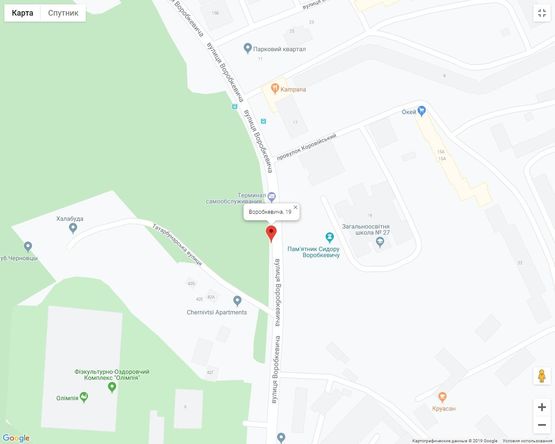 Схема рекламной плоскости по адресу Воробкевича, 19 Схема рекламной плоскости по адресу Воробкевича, 19